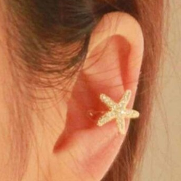 1Pc Rhinestone Starfish Single Ear Cuff Earring - Picture 5 of 5